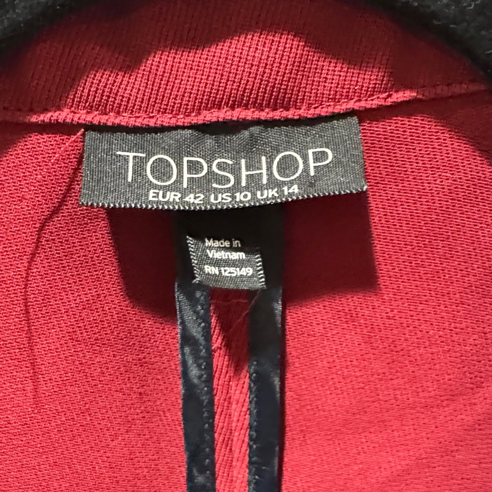 ❤️ Topshop Deep Red Women’s Blazer – Size 10 ❤️ - Picture 2 of 3